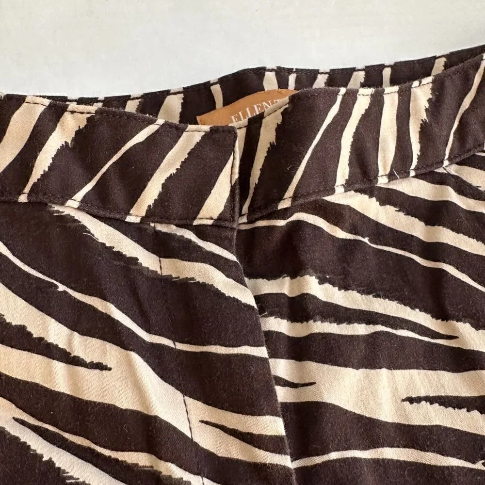 Ellen Tracy Brown and Cream Zebra Flat-Front Shorts, 10